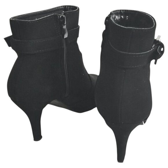 Women’s Buckle Strap High Heel High Ankle Boots & Side Zipper | Stiletto Booties - Picture 3 of 6